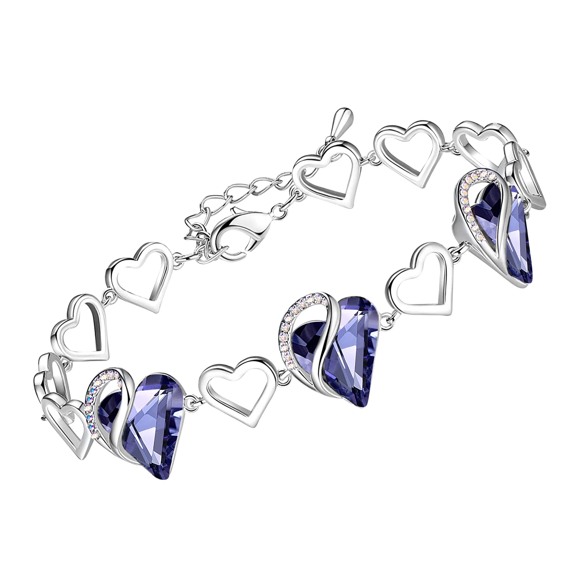 Women's Heart Birthstone Bracelet Ideal Gift for the Special Woman in Your Life
