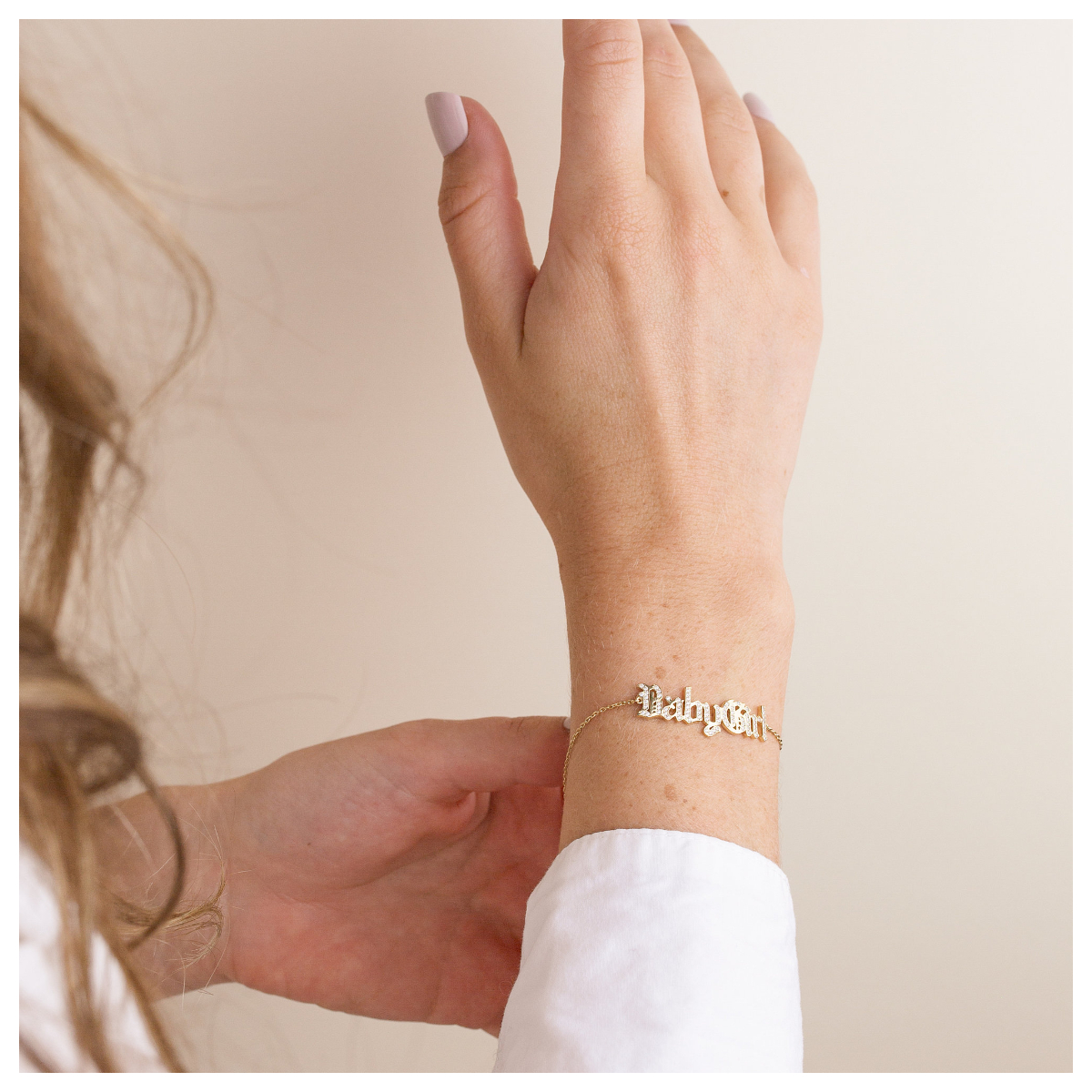 Pavé Gothic Personalized Name Bracelet - Old English Name Bracelet